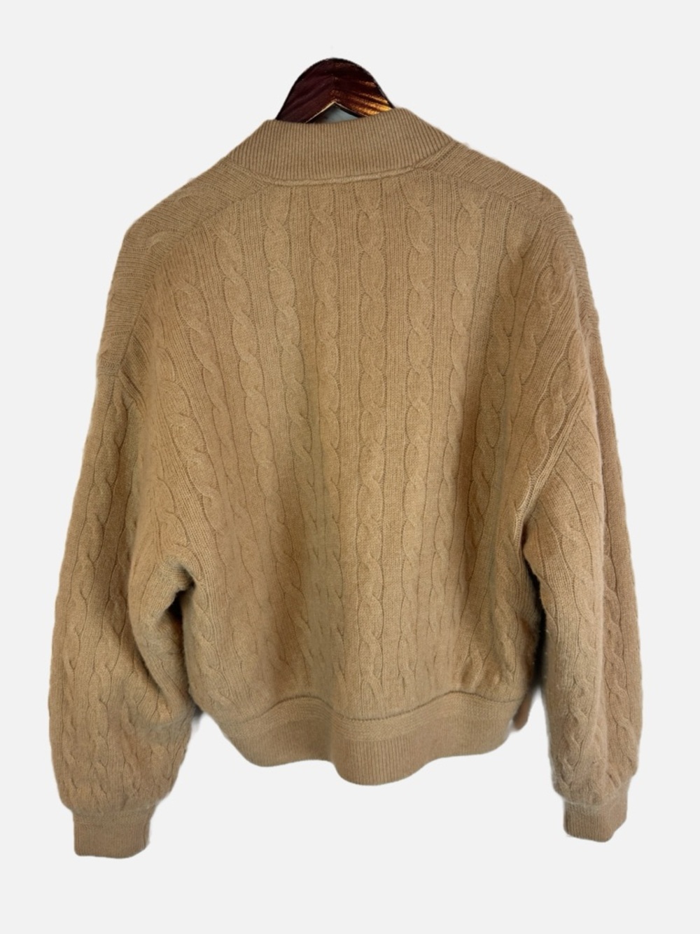 Polo Ralph Lauren | Tan Cable Knit Bomber Cardigan Jacket, S NWT - Picture 12 of 13